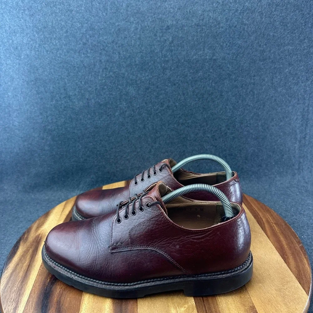 H.S. Trask & Co Mens 1101 Burgundy Bison Leather Derby Shoes Size 9 M USA Made